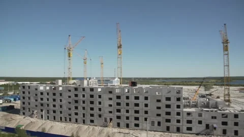 Work of construction cranes Stock Footage 170056826