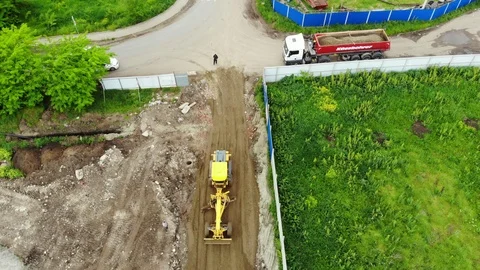 The work of construction equipment. Construction of the road. Stock Footage 111527778