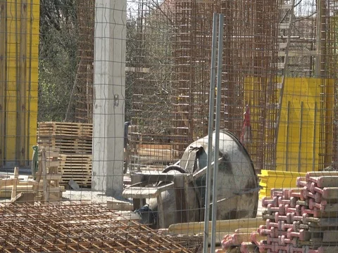 Work on construction site of the building Stock Footage