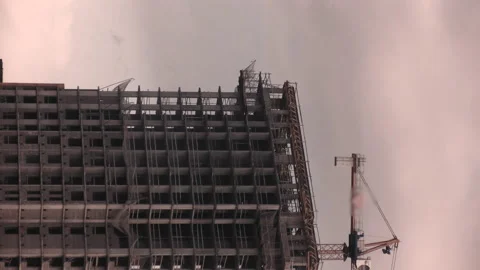 Work at a construction site on a gloomy day Stock-Footage 142060860