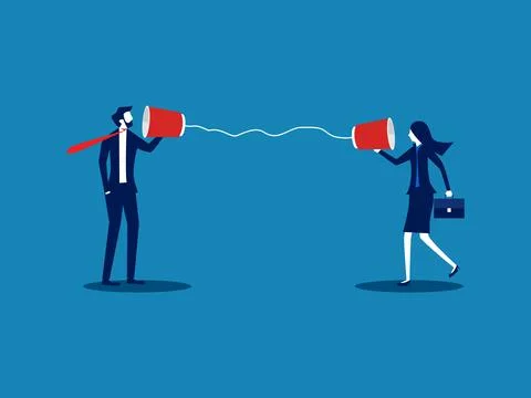 Work contact. two Businessmen talking on the phone paper cup Stock Illustration