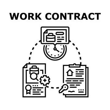 Work contract agreement document management process Stock Illustration
