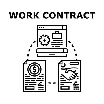 Work contract agreement with financial and partnership concepts Stock Illustration