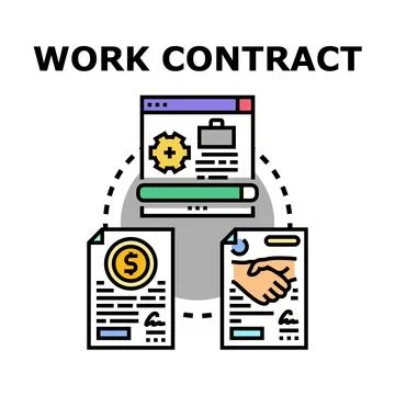 Work contract agreement with financial and partnership concepts Stock Illustration