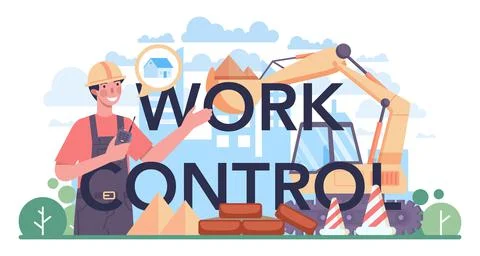 Work control typographic header. Civil engineer of designing and building Ilustración de archivo