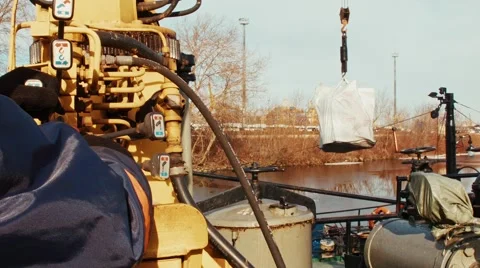 Work crane at the port Stock Footage 48187925