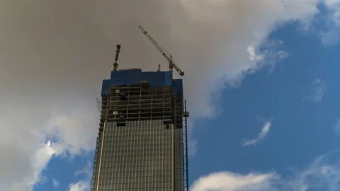 Work of cranes on the construction of high-rise buildings, time lapse Stock Footage 93531864
