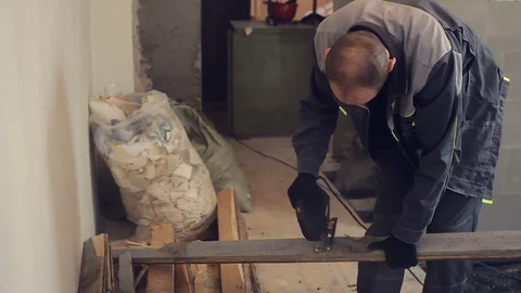 Work cuts the old Board. Stock Footage 105804426