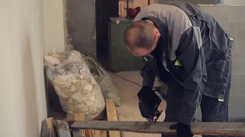 Work cuts the old Board. Stock Footage 105804602