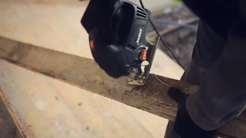 Work cuts the old Board. Stock Footage 105804735