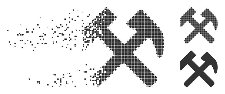 Work Damaged Pixel Halftone Icon 스톡 일러스트