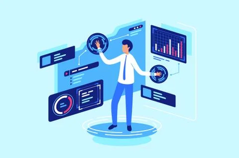 Work with data in cloud, online and folder, database. Stock Illustration