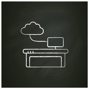 Work data cloud storage chalk icon Stock Illustration