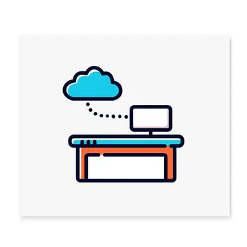 Work data cloud storage color icon Stock Illustration