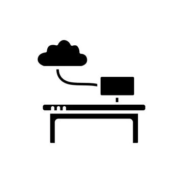 Work data cloud storage glyph icon Stock Illustration