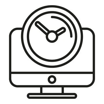 Work data time icon outline vector. Computer data Stock Illustration