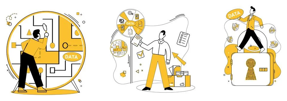 Work with data vector illustration. Finance and economy find harmony in symph イラスト素材