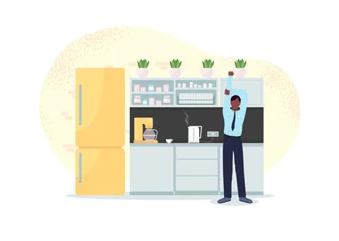 Work day dinner break 2D vector web banner, poster Illustrazione stock