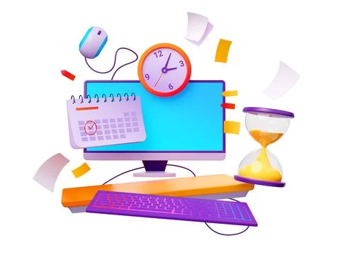 Work deadline concept, 3D illustration Illustrazione stock