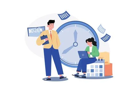 Work Deadline Illustration concept. A flat illustration isolated on white bac Stock Illustration