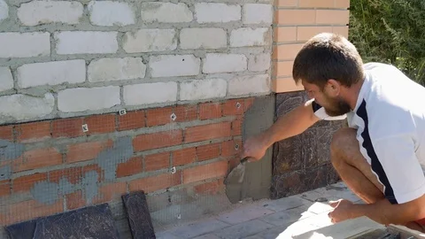 Work with decorative stone. ultra HD, 4K Stock Footage 79504577