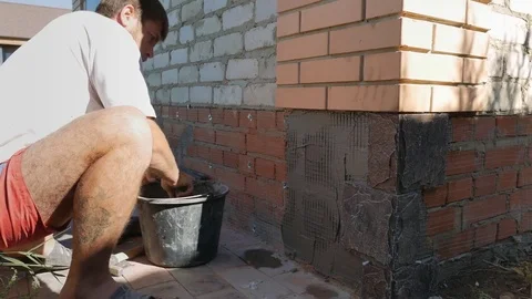 Work with decorative stone. ultra HD, 4K Video stock 79504888