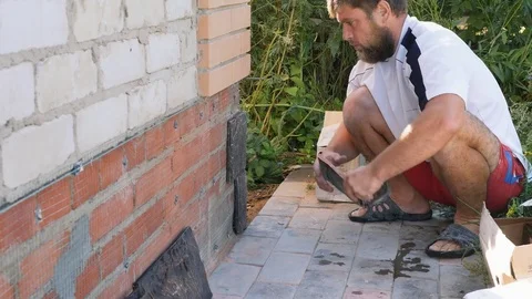 Work with decorative stone. ultra HD, 4K Stock Footage 79505473