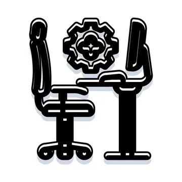 Work desk with cloud settings gear icon イラスト素材