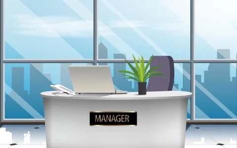Work desk in office on the high building Stock-Illustration