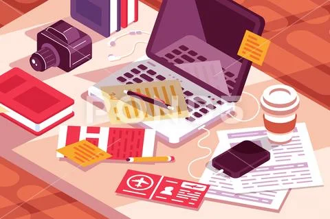 Work desk in office Stock Illustration