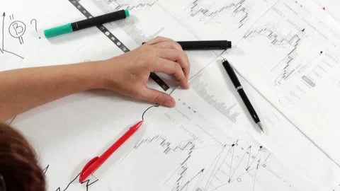 Work desk with papers and stationery. Stock Footage 158594009