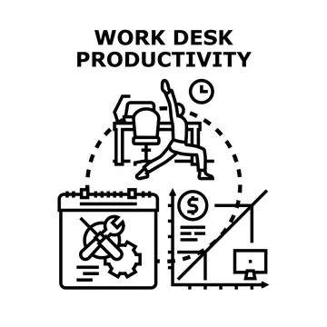 Work desk productivity concept for effective business management Ilustración de archivo