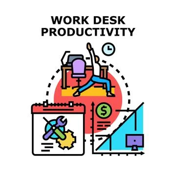 Work desk productivity concept for effective business management Ilustración de archivo