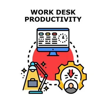 Work desk productivity management achieving business success イラスト素材