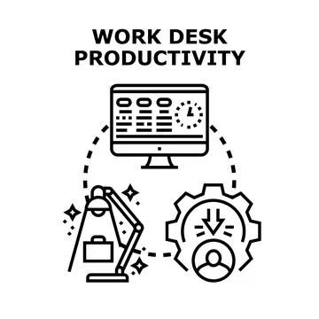Work desk productivity management achieving business success Stock Illustration