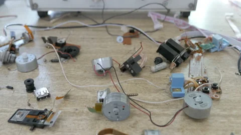 Work Desk With Radio Electronic Components Stock Footage 98998180