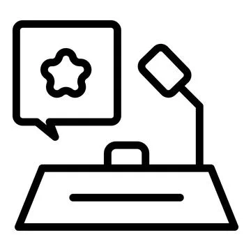 Work desktop icon outline vector. Bulb solution イラスト素材