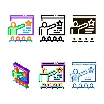 Work development training icon thin multistyle line vector Stock Illustration