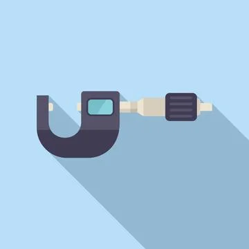 Work digital micrometer icon flat vector. Number precision tool Stock Illustration