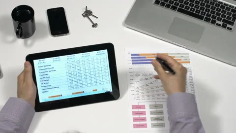 At Work With Digital Tablet Video stock 210387562