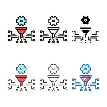 Work diversity process filtration color icon vector Stock Illustration