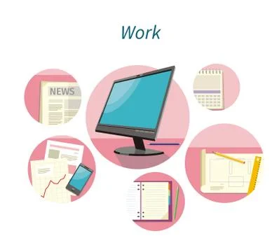 Work with Document Concept Flat Design Stock Illustration