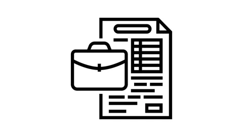 Work document file line icon animation Stock Footage 326136684