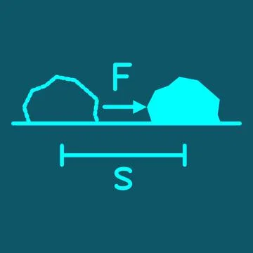 Work Done : force pushing a rock across a measured distance, W = F × s 스톡 일러스트