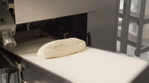 The work of the dough divider in the bakery. The dough after division moves Stock Footage 220904854