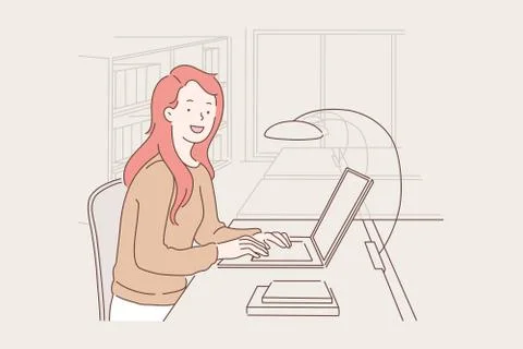 Work, education, freelance concept. 库存插图