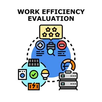 Work efficiency evaluating process and performance assessment Stock Illustration