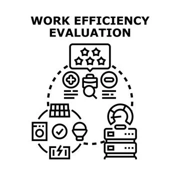 Work efficiency evaluating process and performance assessment Stock Illustration