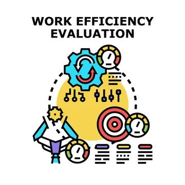 Work efficiency evaluation process and performance analysis Stock Illustration