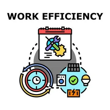 Work efficiency improvement process managing time resources Stock Illustration